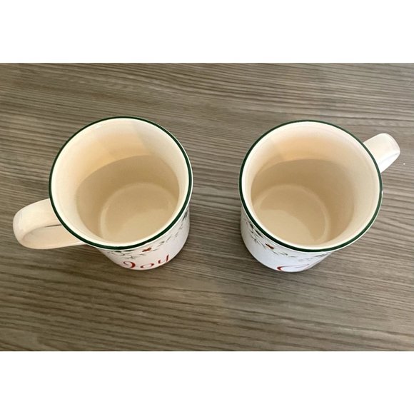 Pfaltzgraff Winterberry Cheer Joy Set of 2 Holiday Coffee/Tea Mugs - Picture 2 of 3